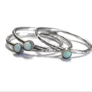 925 Sterling Silver Silver White Fire Opal Ring